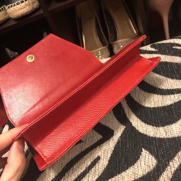 Authentic Yves Saint Laurent YSL red orange clutch - Picture 7 of 8